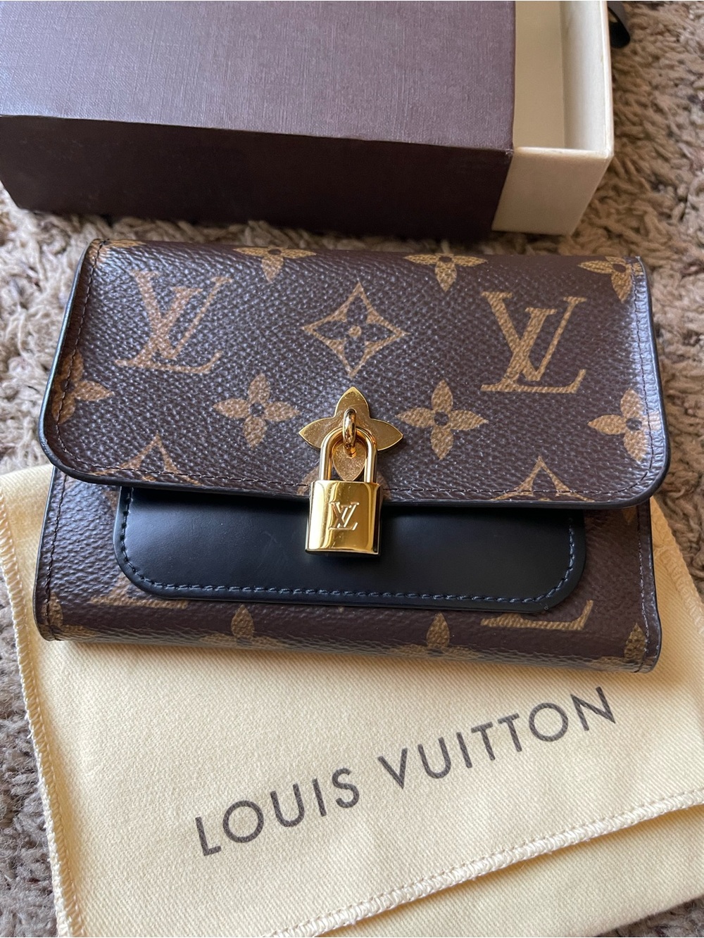 Louis Vuitton Monogram Flower Lock Compact Wallet